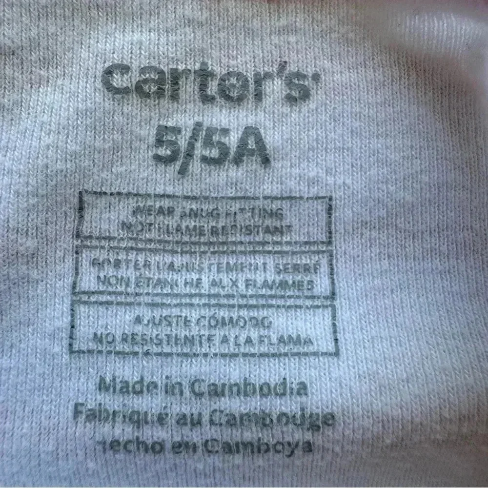 Carter’s Short Sleeves Cotton Snug Fit Girl Pajama Tops Bundle SZ 5T #2087